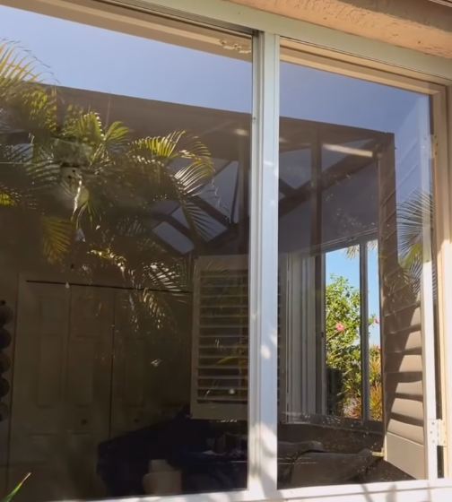 Sliding glass door cleaned inside and out